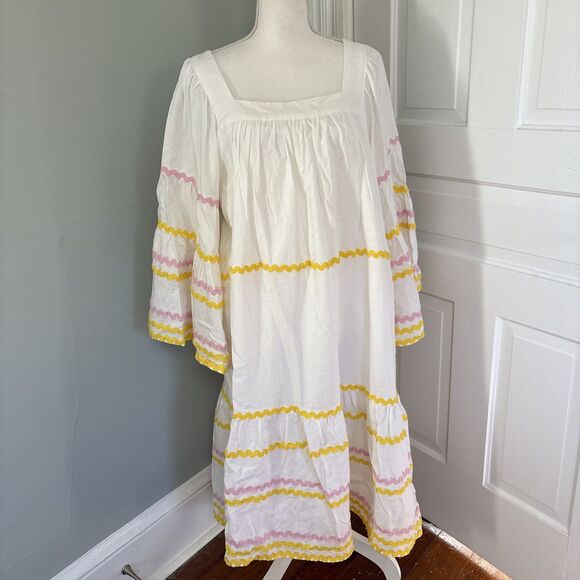 Lisa Marie Fernandez X Target Ric Rac Ribbon Dress Size XL White Yellow Pink - Picture 1 of 6
